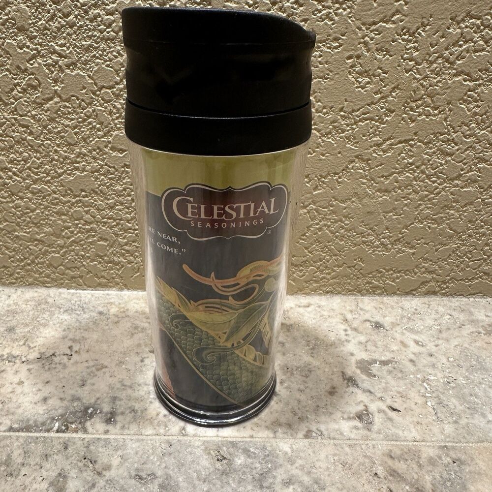 CELESTIAL SEASONINGS 16oz. Insulated Coffee/Tumbler Travel Mug Green Tea Dragon